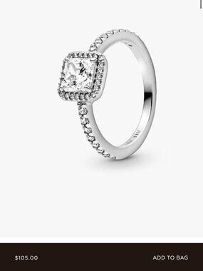 Pandora Silver Square Halo Ring with Clear Stones